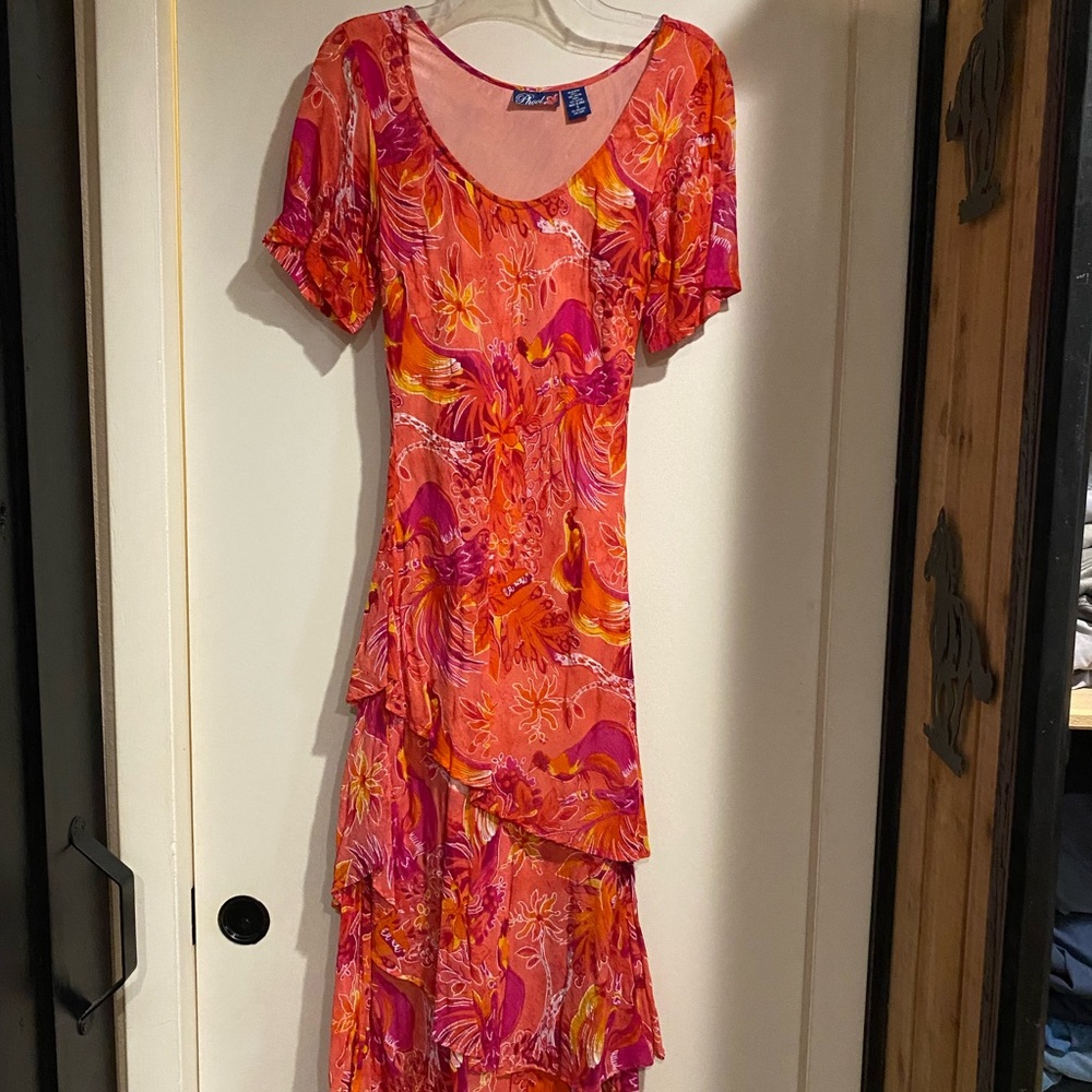 Vibrant Pink and Orange Women's Dress EUC.